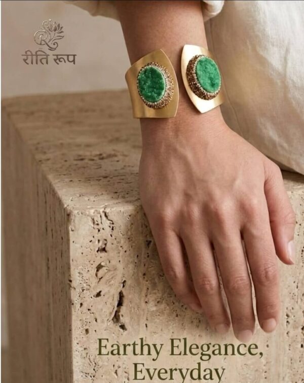 hand cuff green stone riti roop jewels hand cuff green stone jewellery